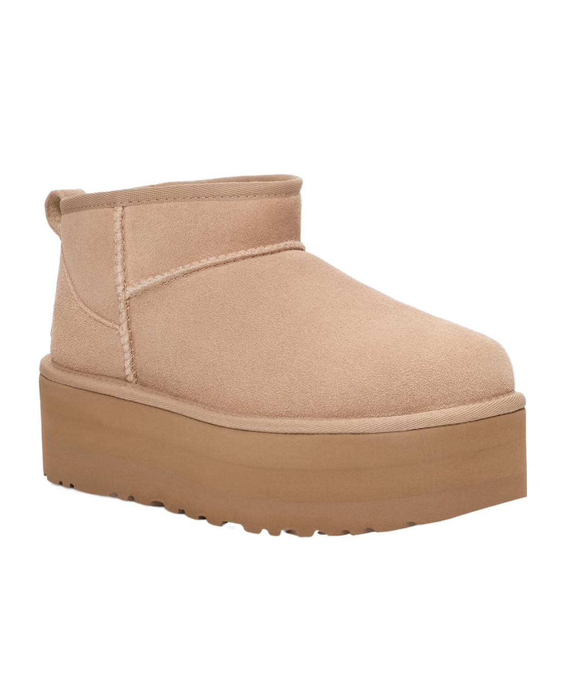 Ugg Womens Beige Classic Ultra Mini Suede And Shearling Platform Ankle Boots Eur 38/5 Uk In Brown
