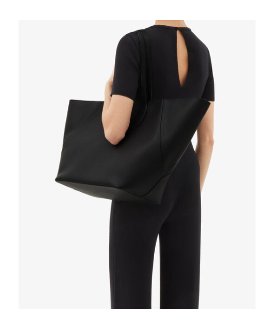 Valextra Large Vivi Leather Tote Bag In Black