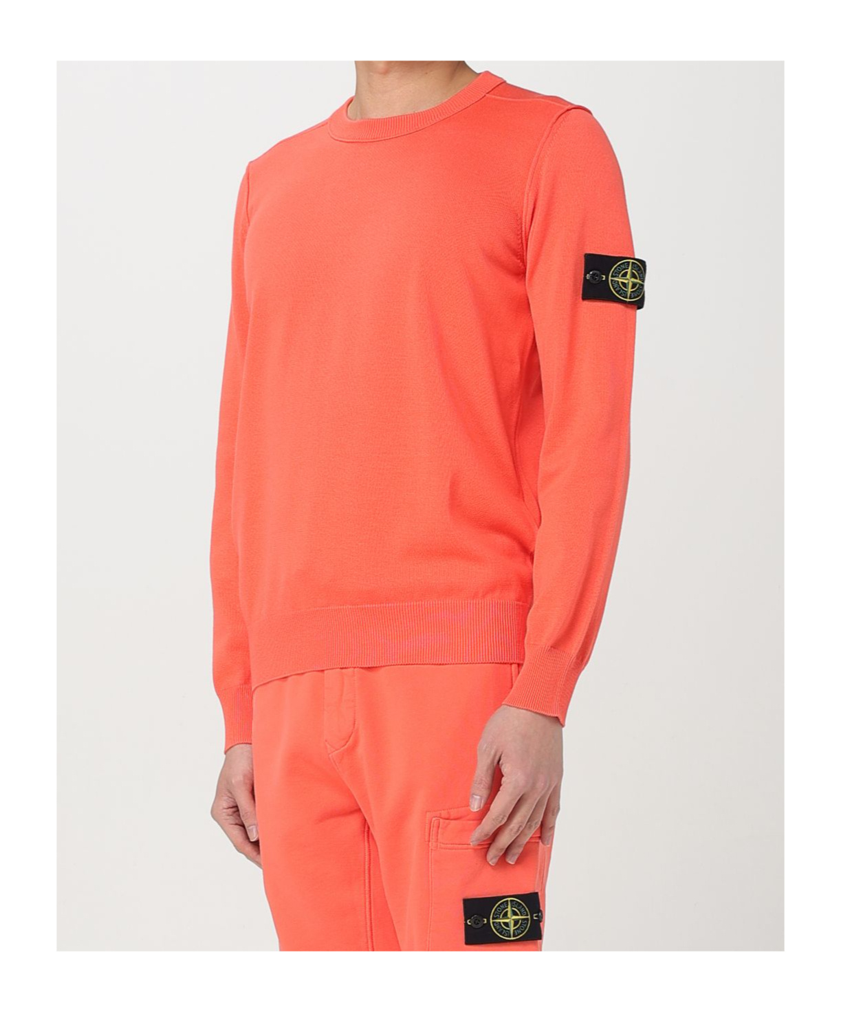 Stone Island Men's Sunset Orange Wool Jumper Sweater In Orange