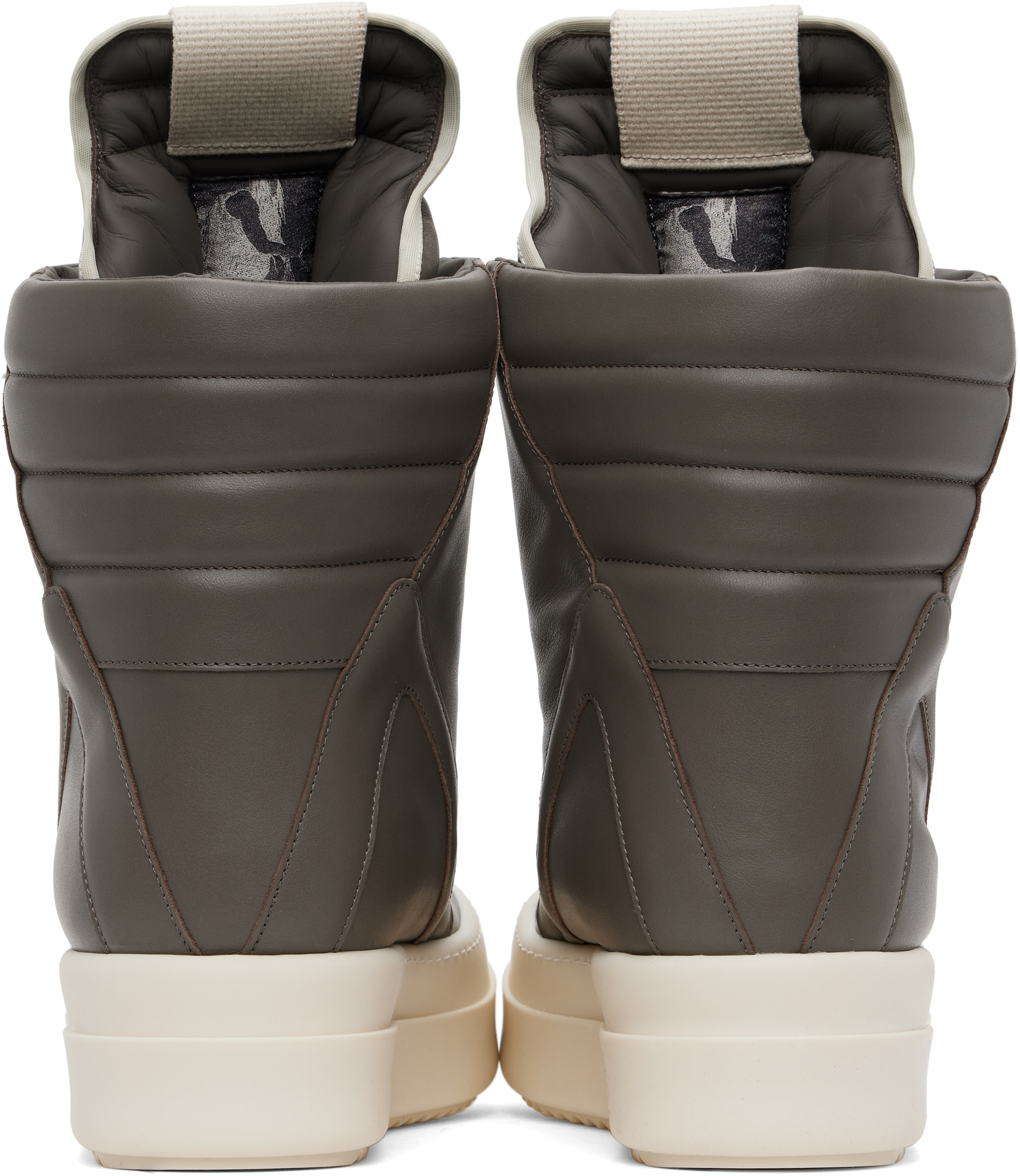 Rick Owens Hollywood Mega Geobasket High Top Sneakers Dust And Milk In Black