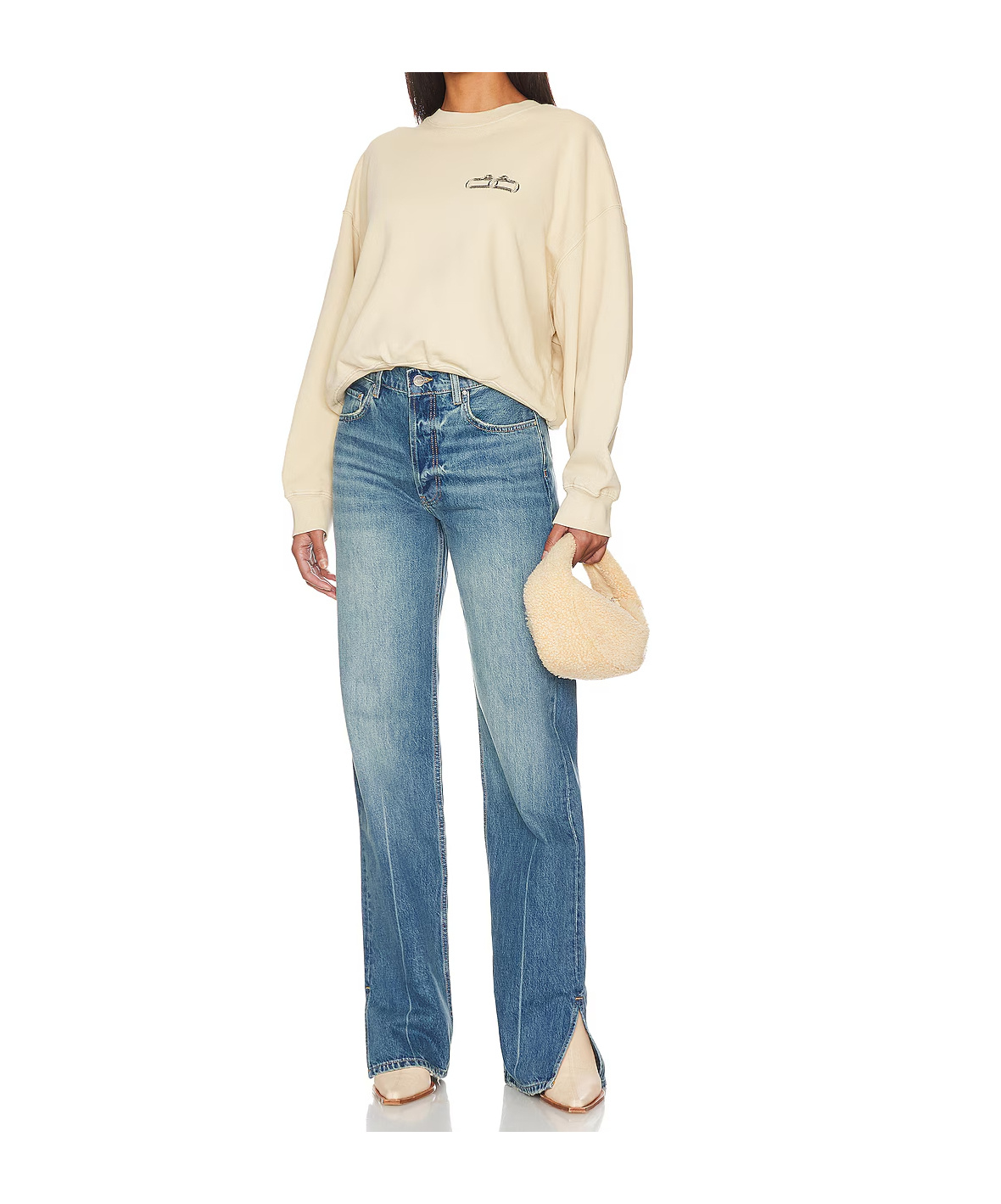 Anine Bing Ankle-slit Straight-leg Jeans In Blue