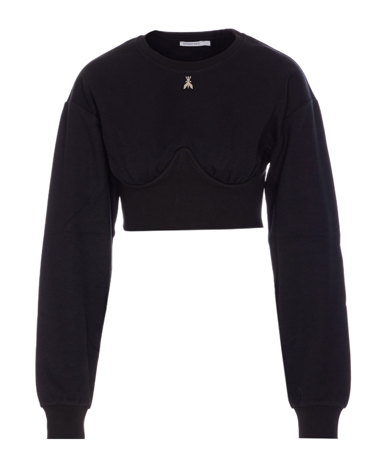Patrizia Pepe Cropped Sweatshirt In Black