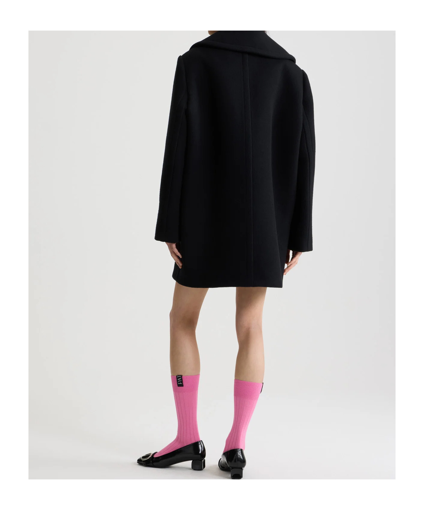 Patou Double-breasted Wool Blend Coat In Black