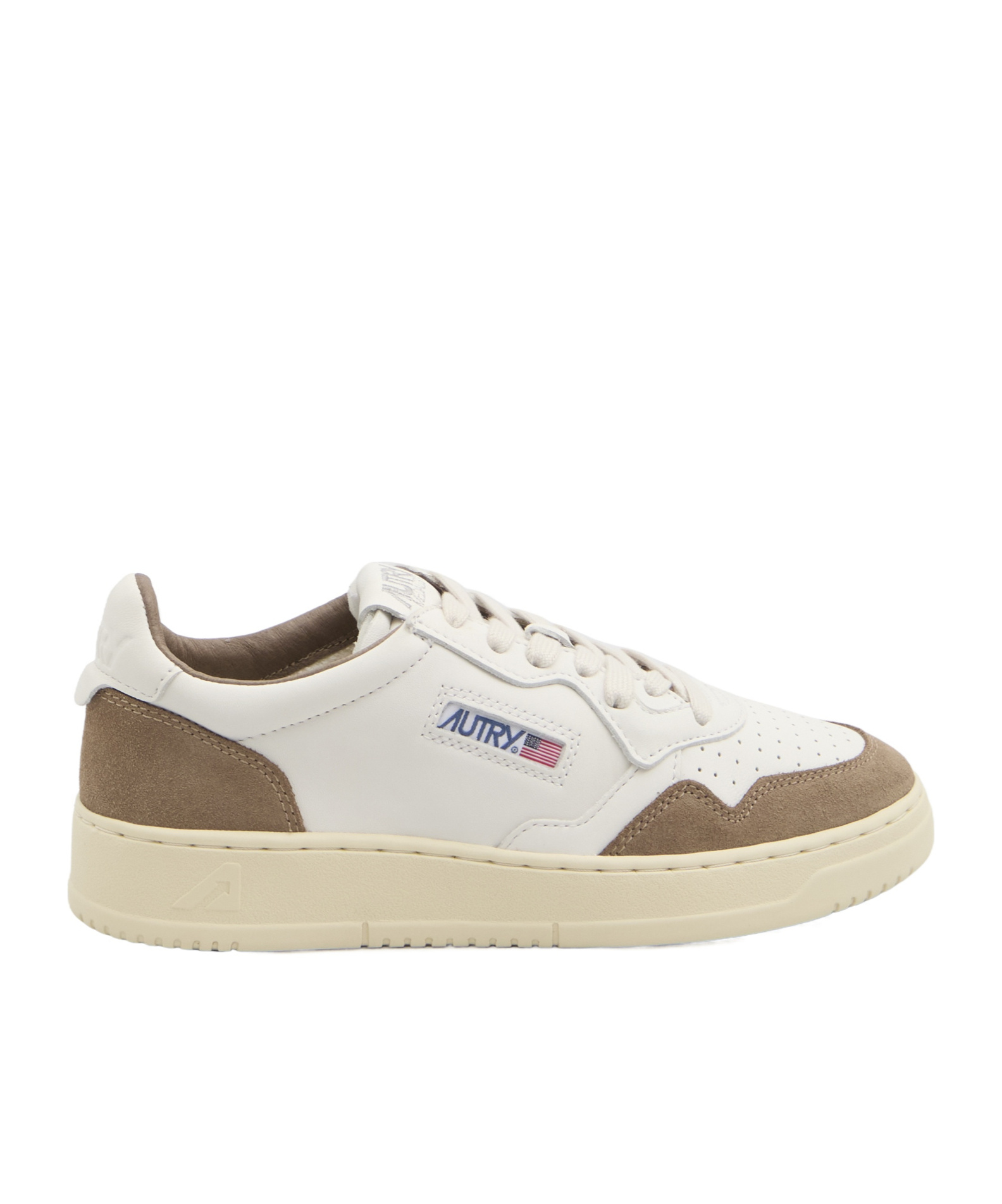 Autry Low Sneaker With Contrast Panels And Perforated Detailing In White