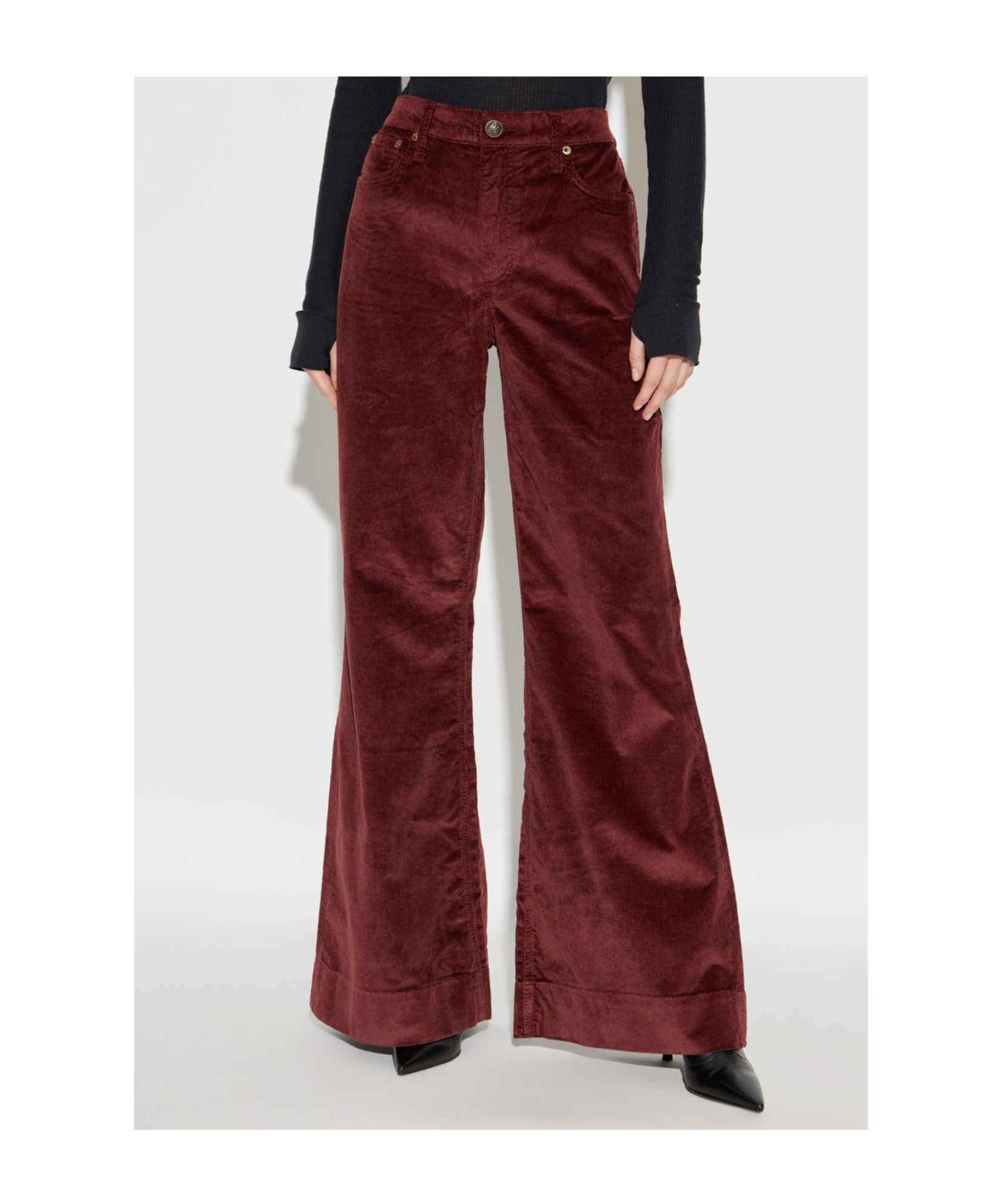 Rag & Bone Corduroy Flared Pants In Burgundy