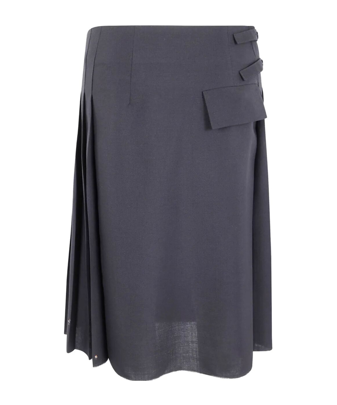 Sapio Pleated Pocket Midi Skirt In Blue