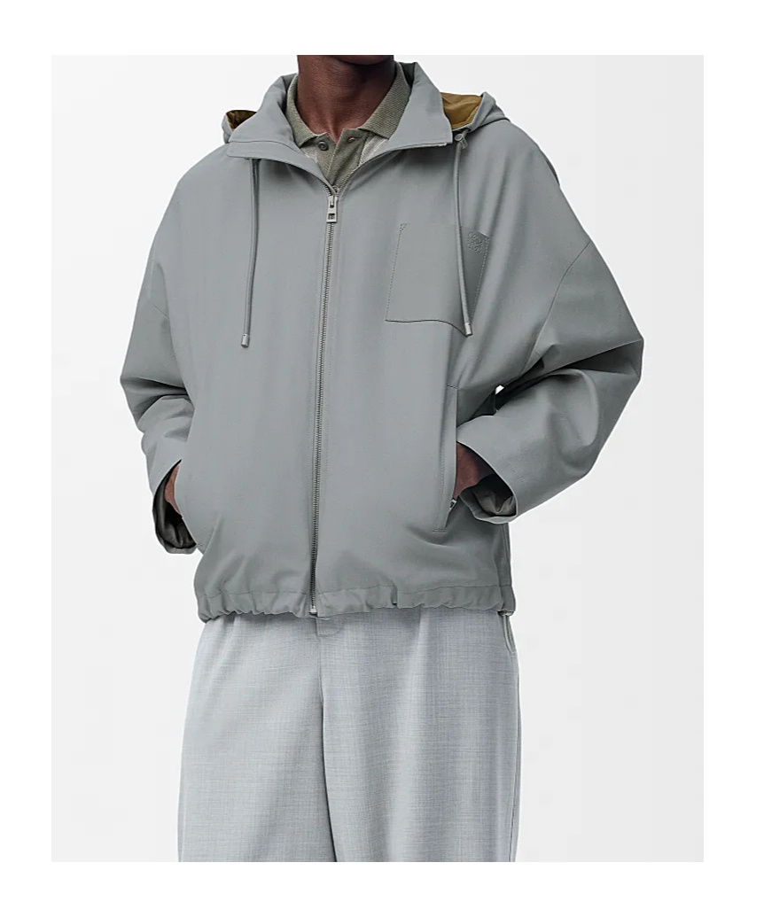 Loewe Cotton Hooded Jacket In Gray