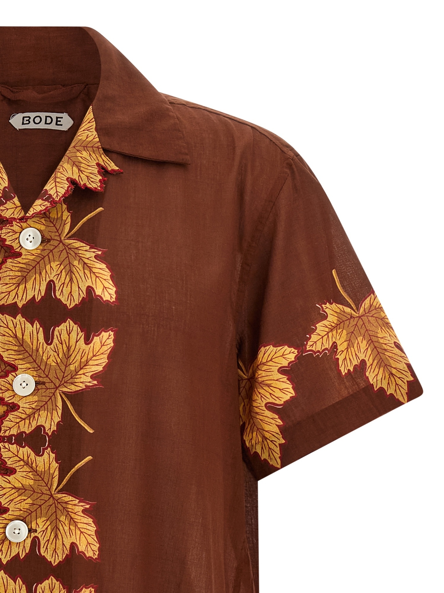Bode Leaf-print Scalloped Shirt In Brown