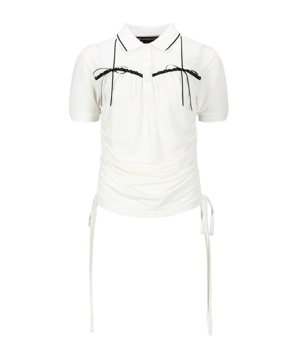 Andersson Bell White Halter String Piqué Polo In White