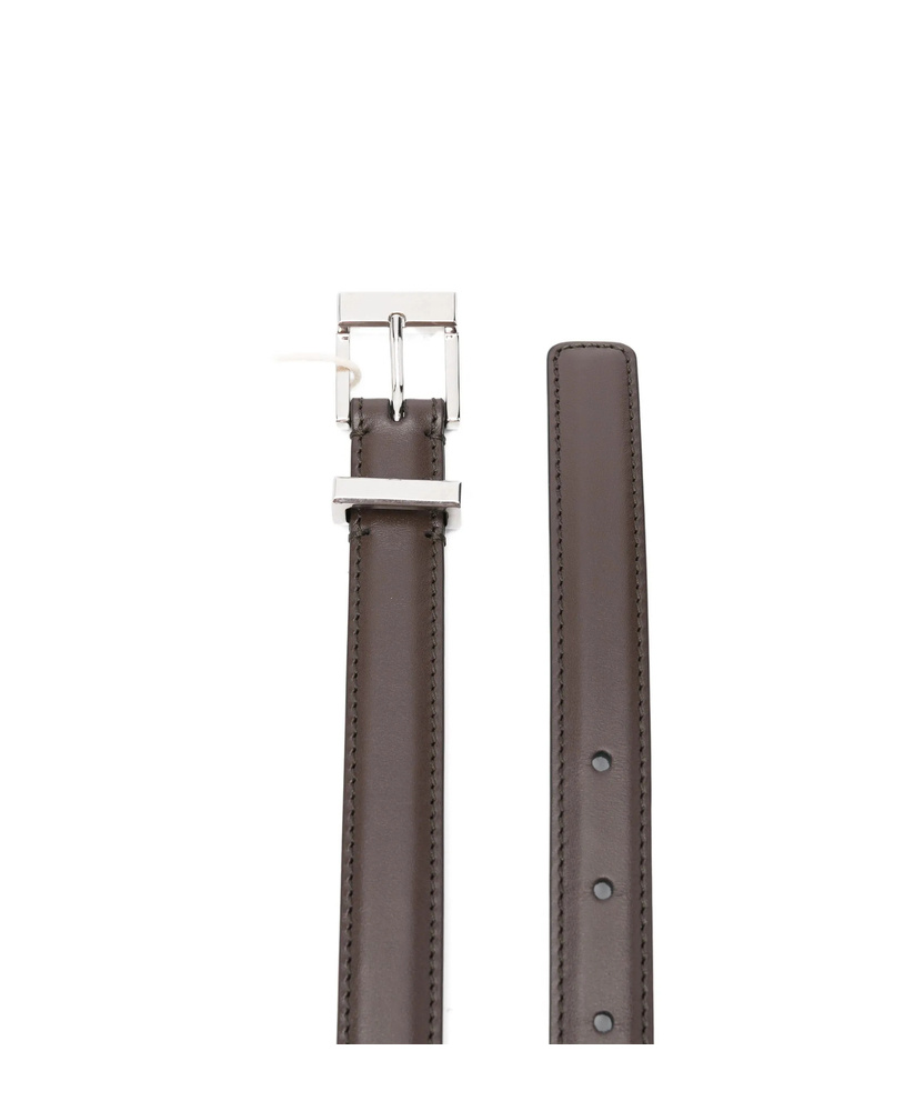 Khaite Leather Square-buckle Belt In Brown