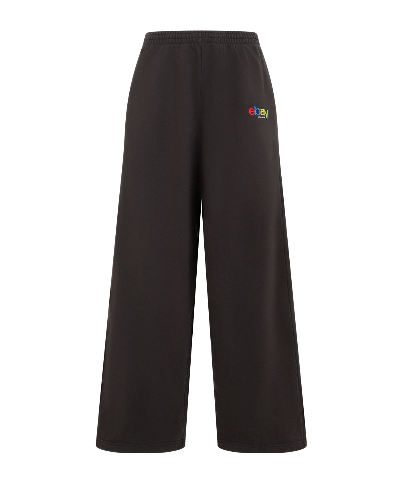 Balenciaga Straight-leg Logo-embroidered Cotton-jersey Sweatpants In Black