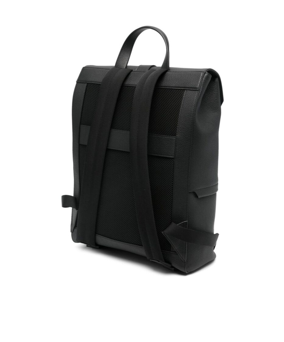 Ferragamo Logo-debossed Leather Backpack In Black