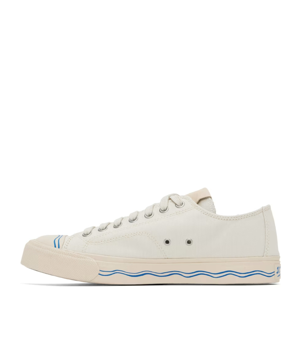 Visvim Wave-print Sneakers In White