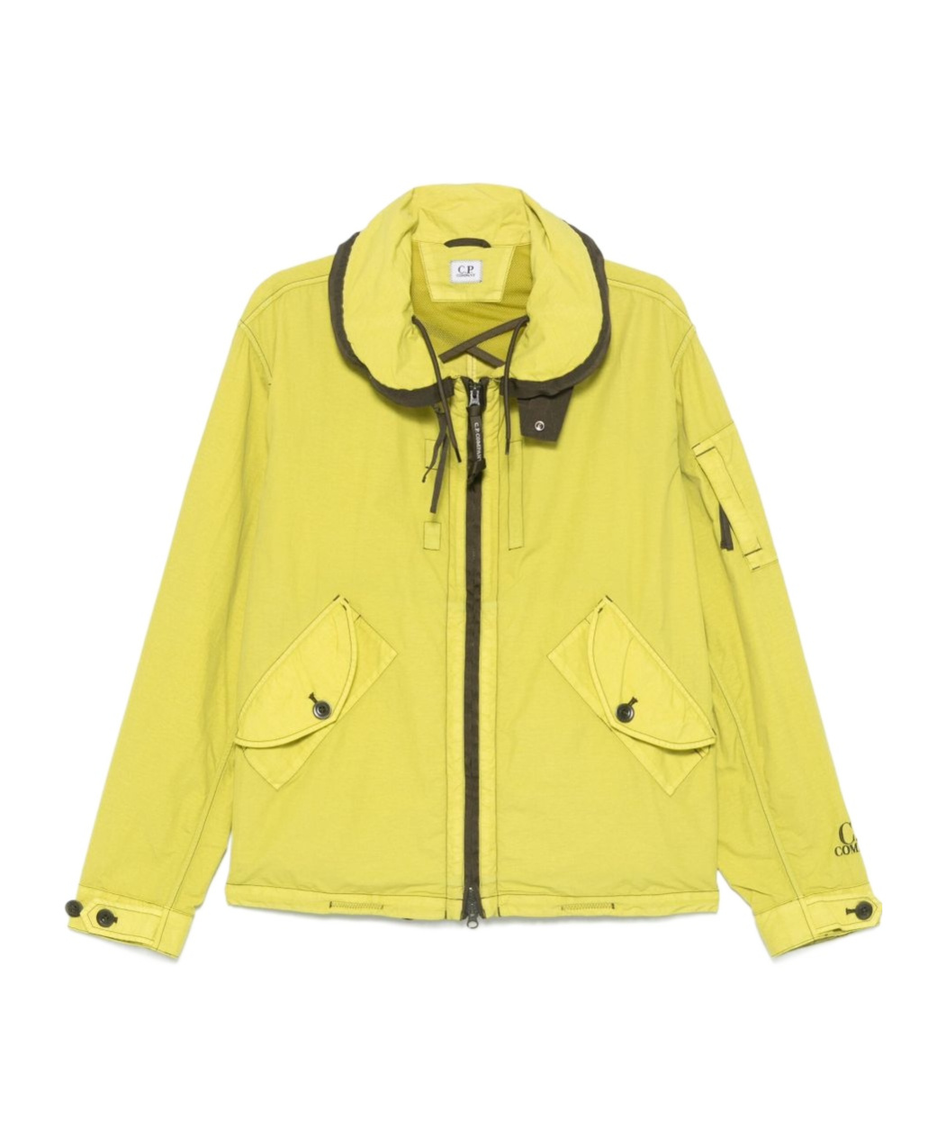 C.p. Company Avocado Green Jacket With Lapel Collar In Cress Green
