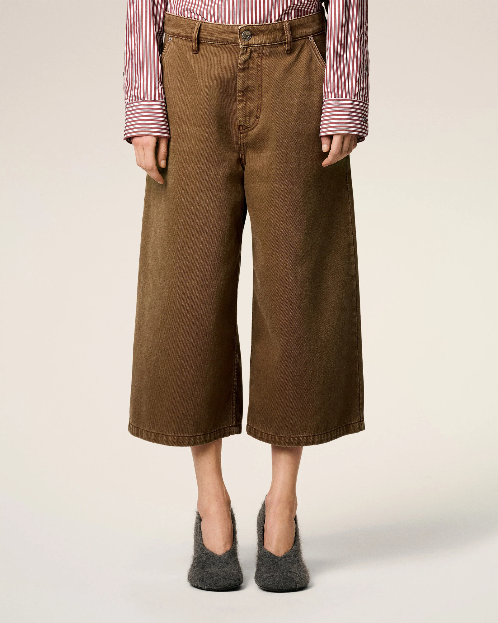 Ami Alexandre Mattiussi Casual Denim Bermuda Shorts Featuring Pockets In Brown
