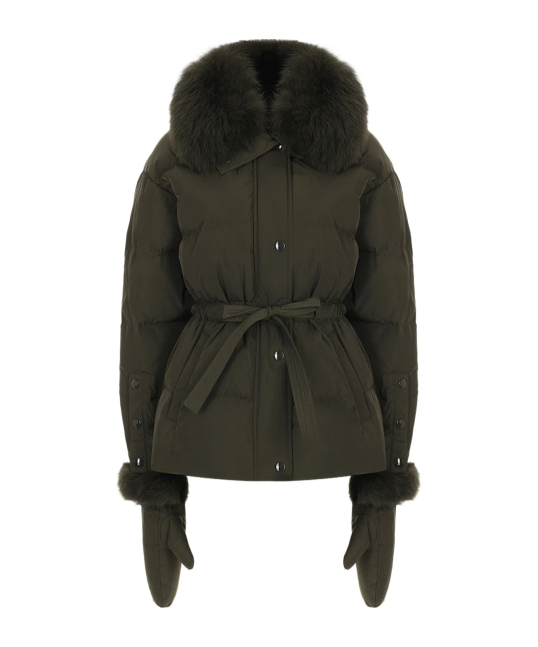 Yves Salomon Long-sleeved Down Jacket In Green