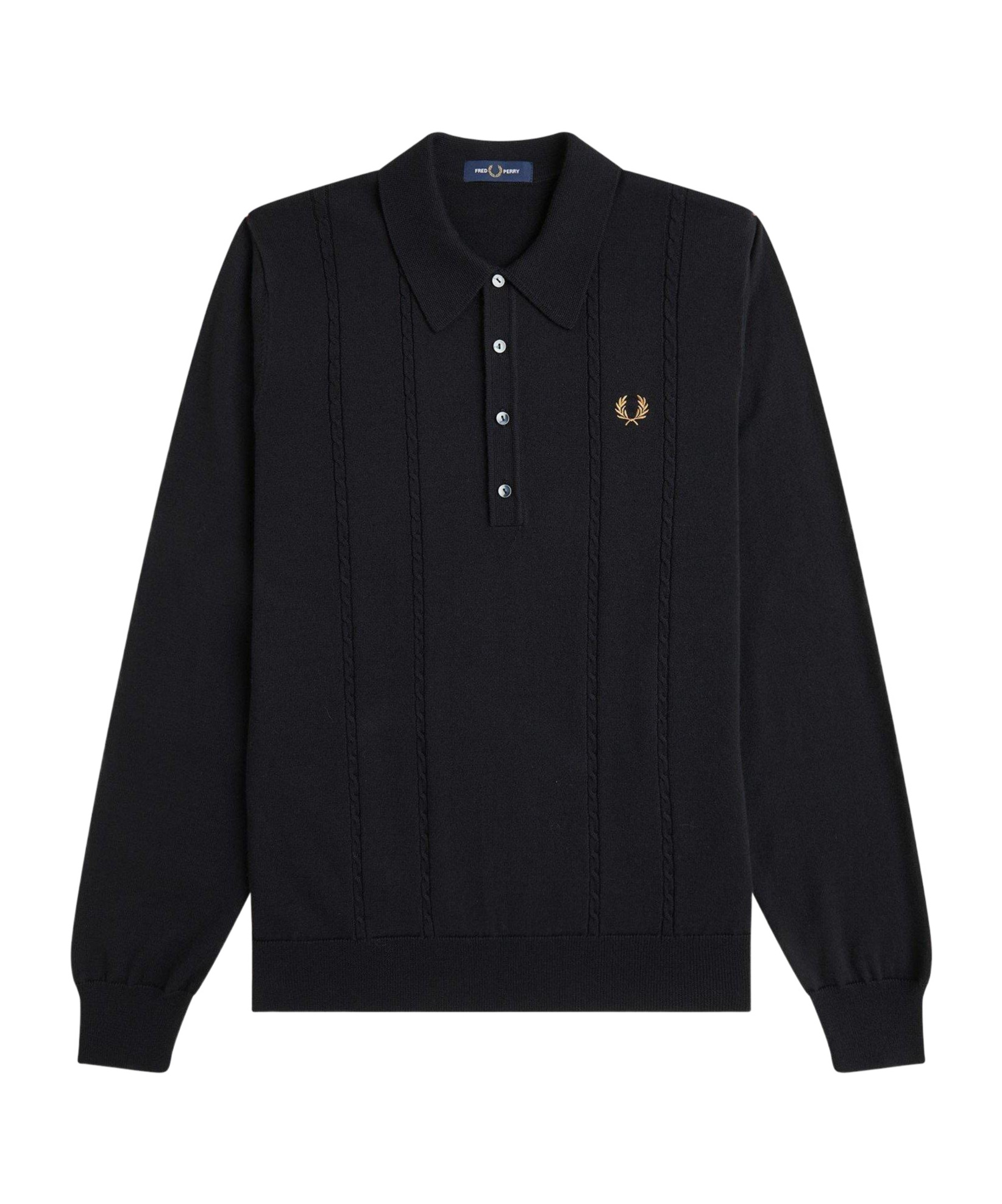 Fred Perry Long-sleeved Lapel T-shirt In Black