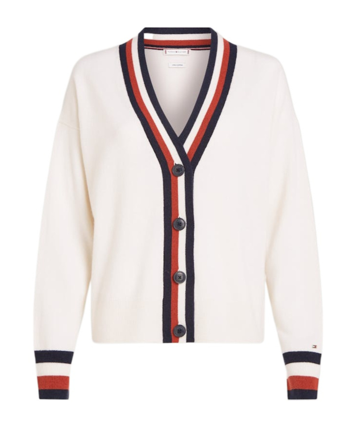 TOMMY HILFIGER STRIPED WOOL CARDIGAN 