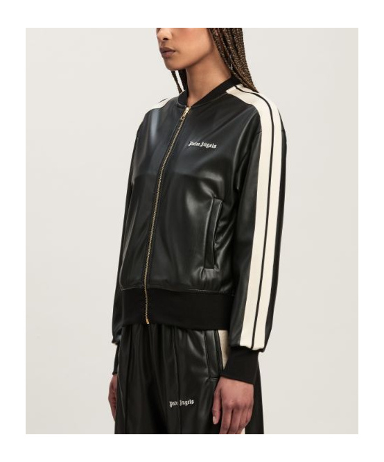 Palm Angels Track Black Polyester Blend Sweatshirt In Black
