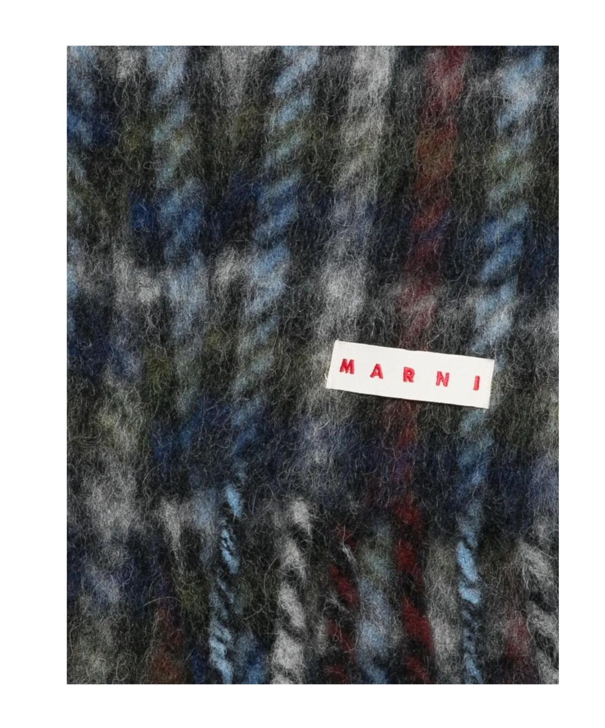 Marni Soft Fringed Scarf Multicolored Pattern In Black