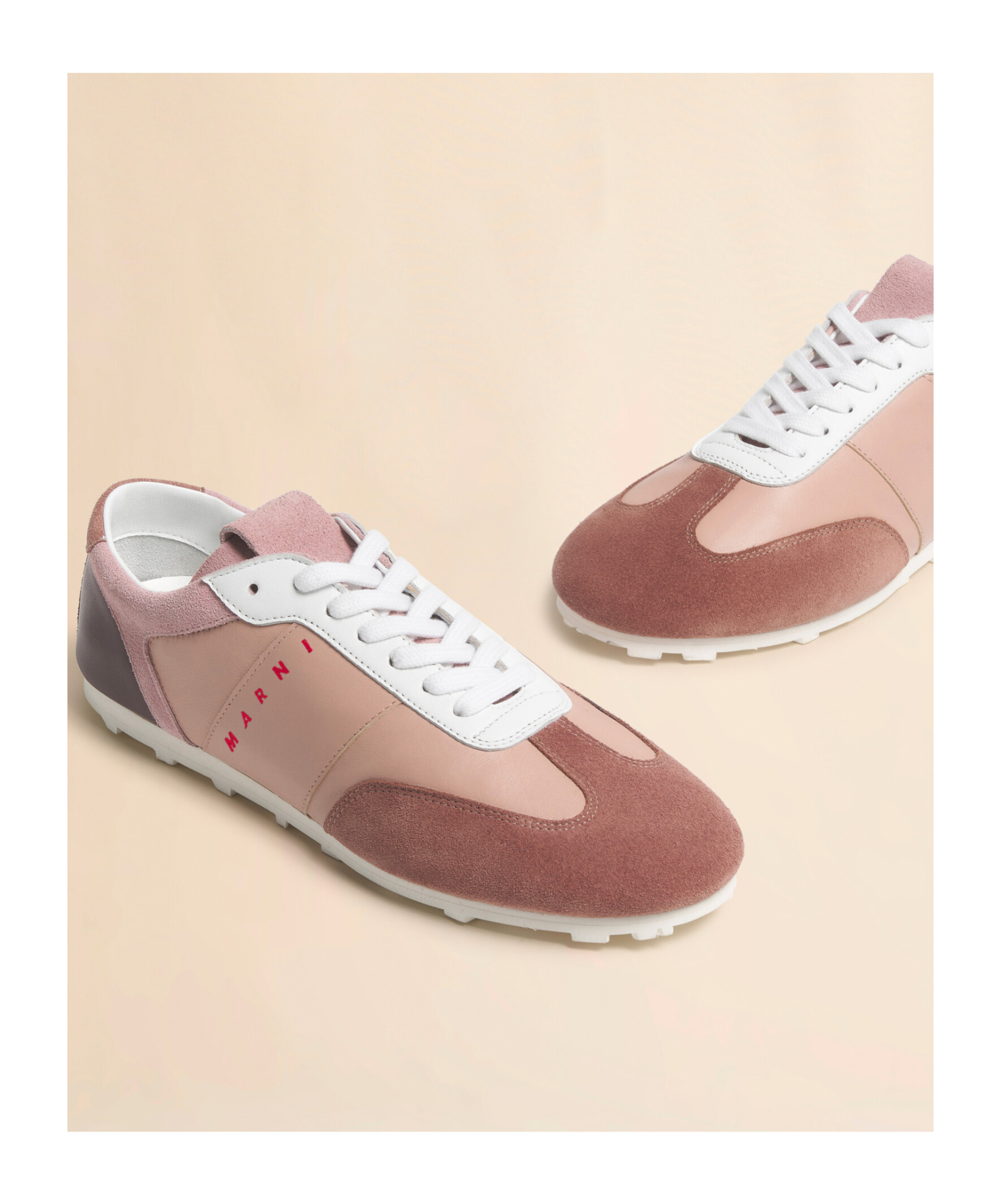 Marni Suede-panel Logo-embroidered Sneakers In Multi