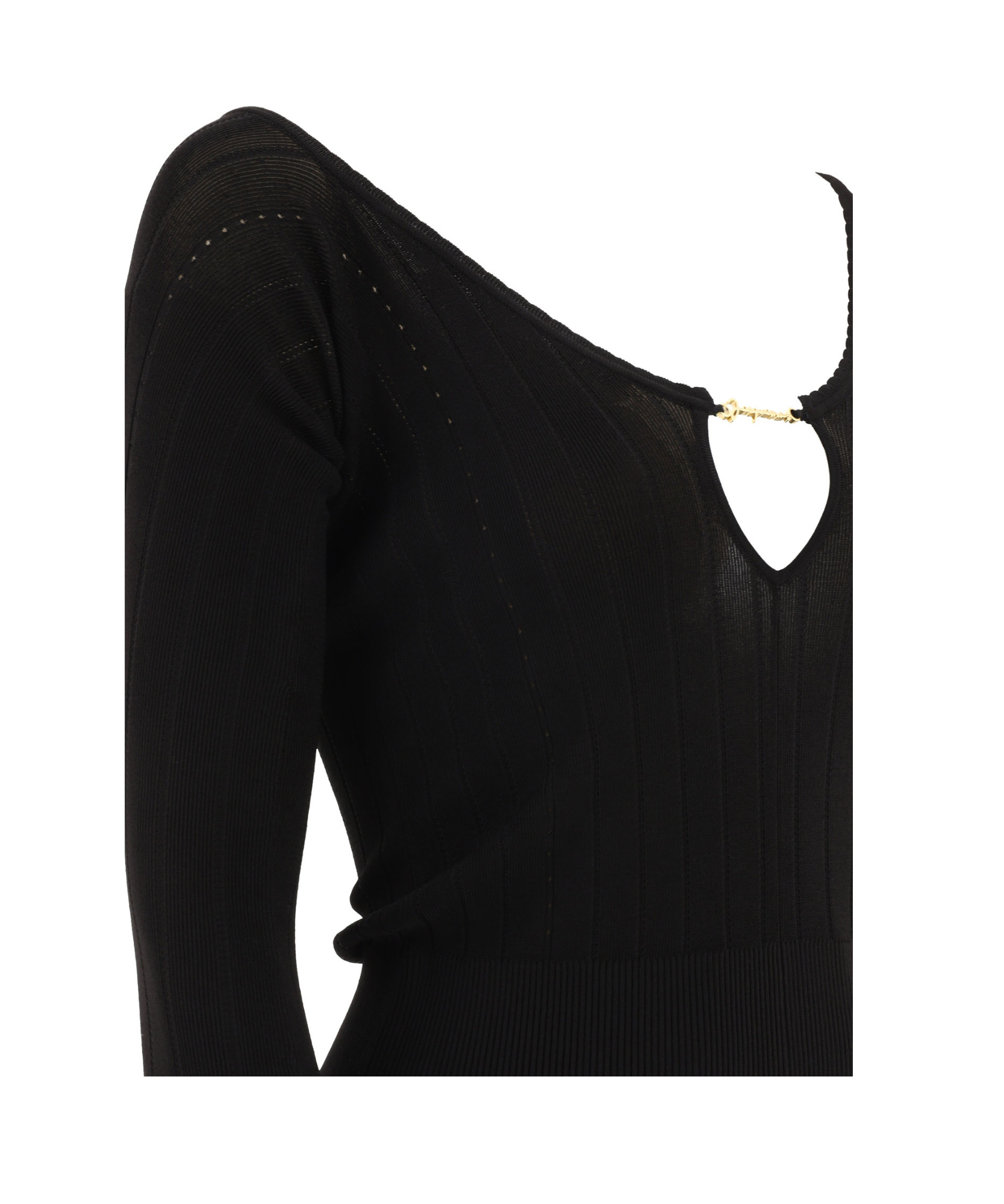 Jacquemus Black Long Sleeve Top With Logo Detail And Cut-out In Black