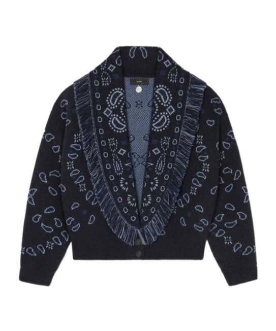 Alanui Fringe Detailing Bomber Jacquard Bandana In Blue