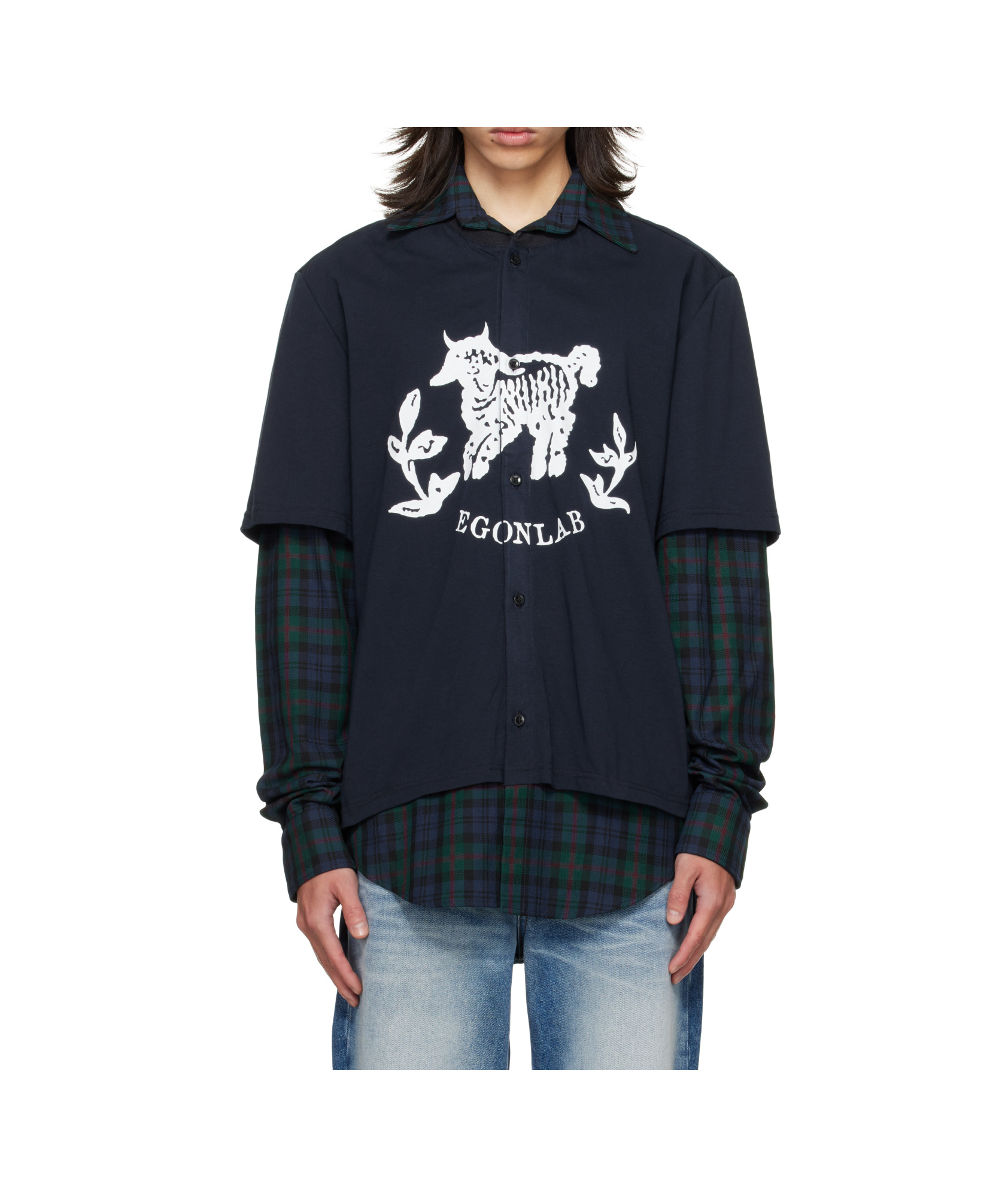 Egonlab Navy Moutono Shirt In Blue