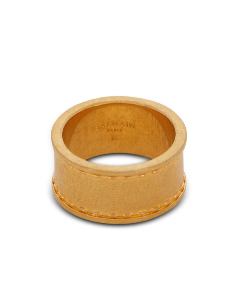 Balmain Logo-engraved Band Ring In Yellow