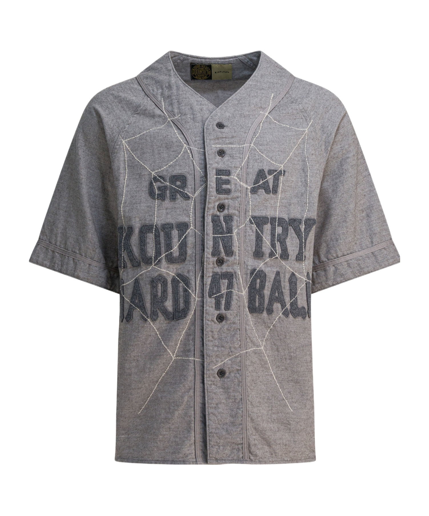 Kapital Text-print Buttoned Shirt In Gray
