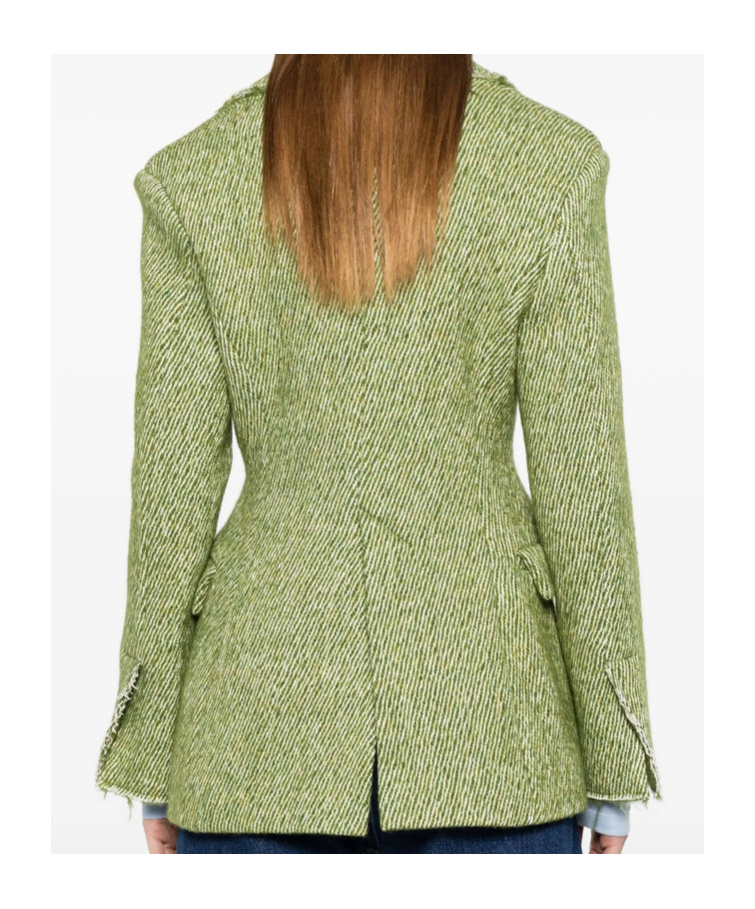 Séfr Lapel Long-sleeved Suit Jacket In Green