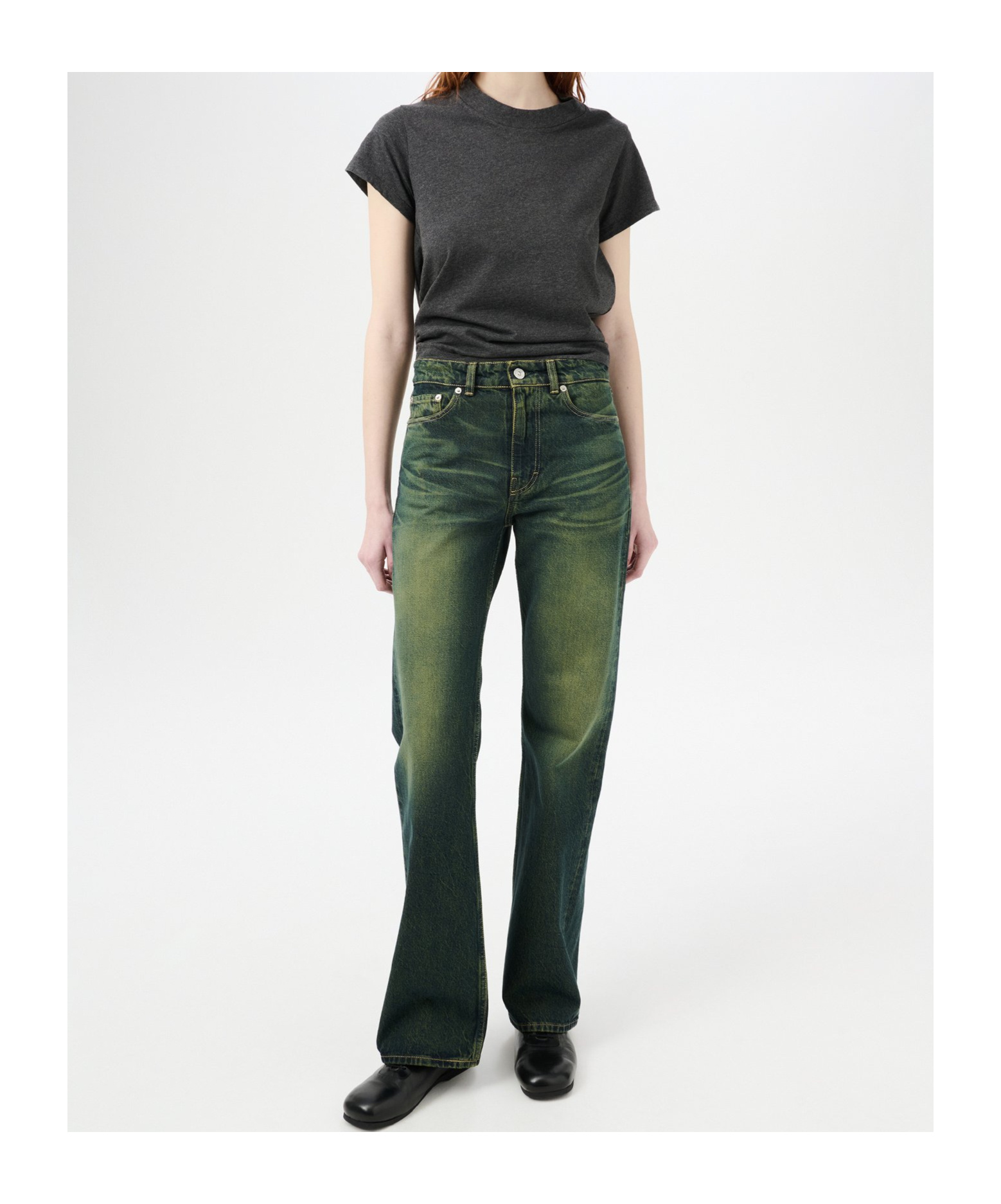 Our Legacy Women S Boot Cut Jeans Malibu Sand Wash In Green