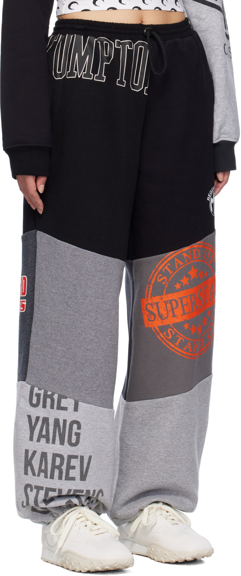 Shop Marine Serre Patterned Track Pants In Black