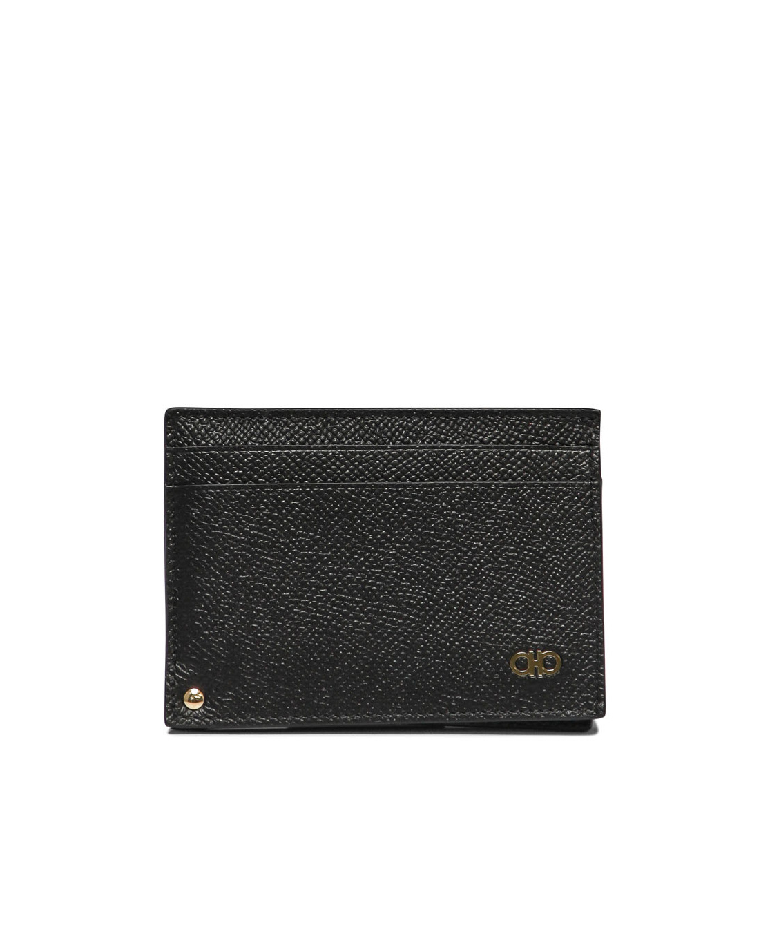Ferragamo Gancini-plaque Leather Cardholder In Black