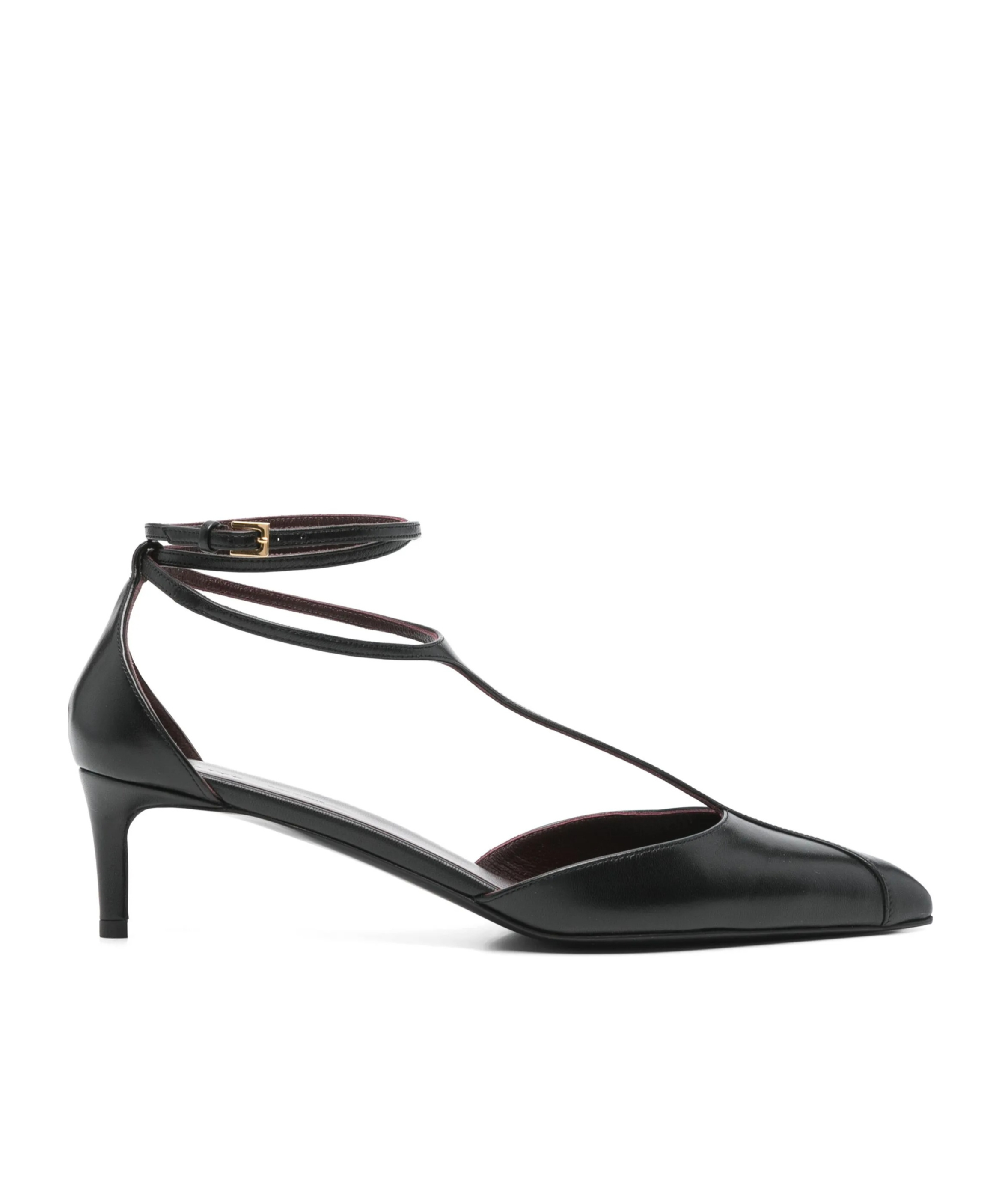 Khaite Pointed Toe Black Ankle Strap Sandals In Black