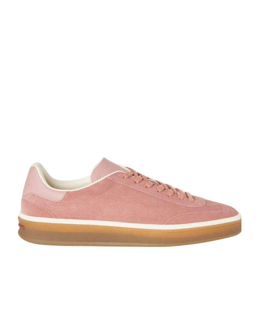 Loro Piana Mixed Leather Low-top Tennis Sneakers In Cherry Blossoms