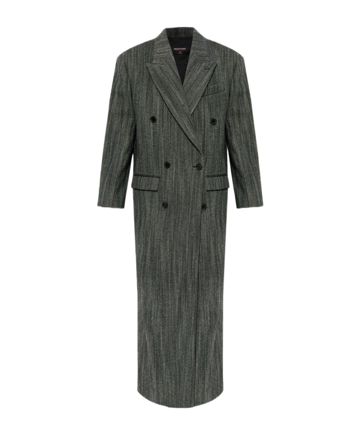 Dsquared2 X Magliano Double-breasted Long Coat In Gray