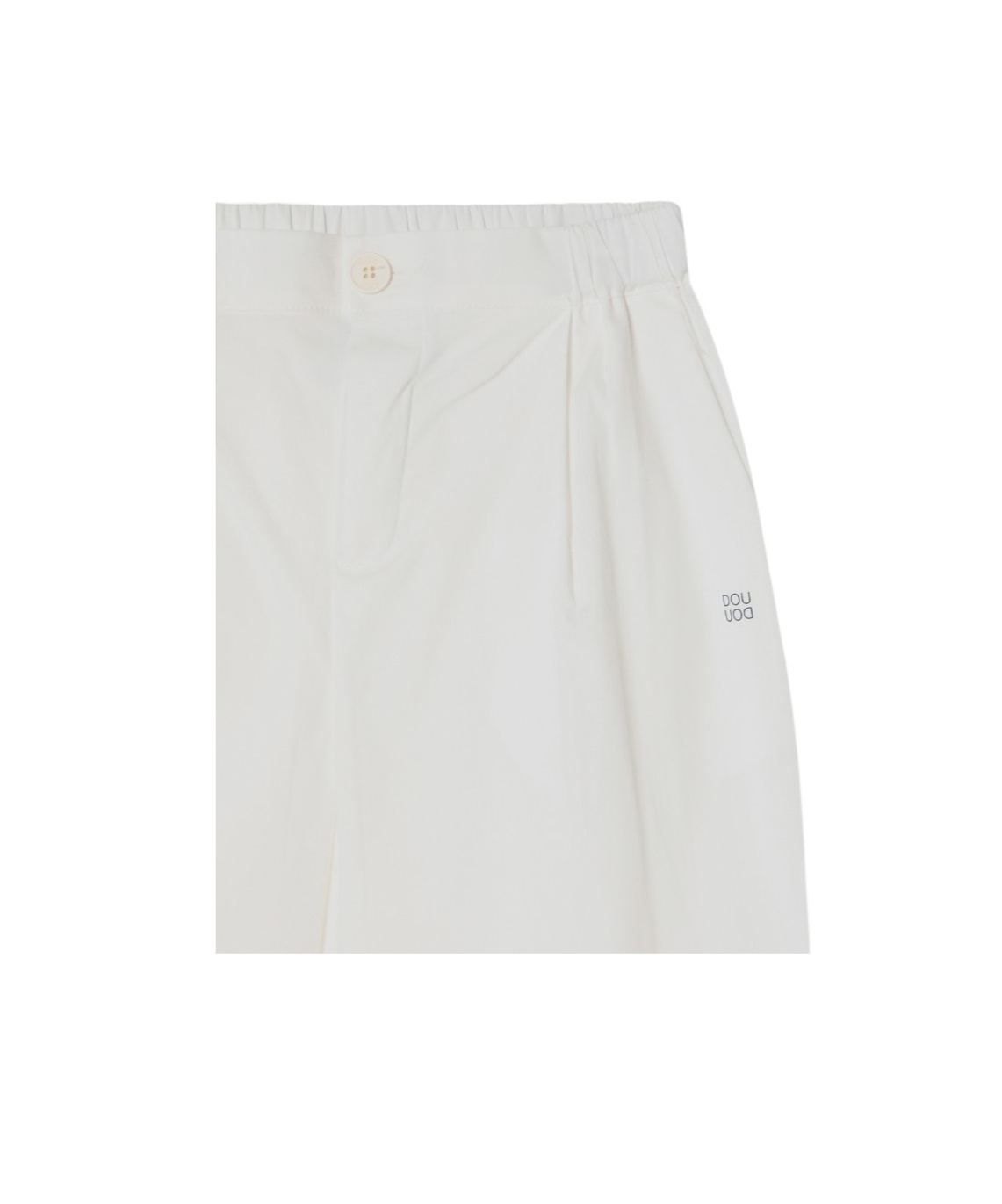 Douuod Elastic Waist Casual Pants In White
