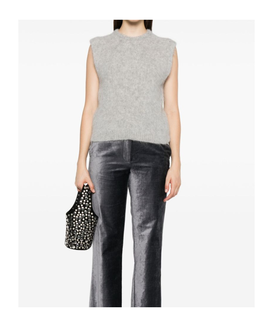 Forte Forte Cropped Sleeveless Top Ribbed Hem In White