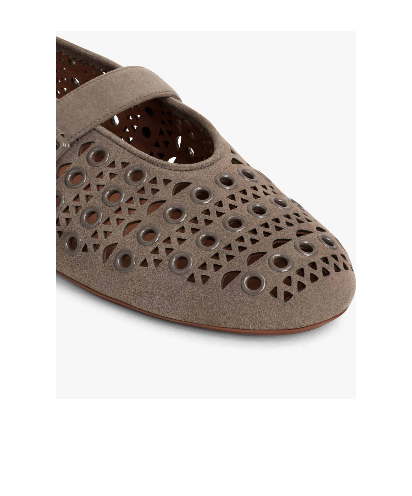 Alaïa Ballet Flats In Vienne Suede With Eyelets In Brown