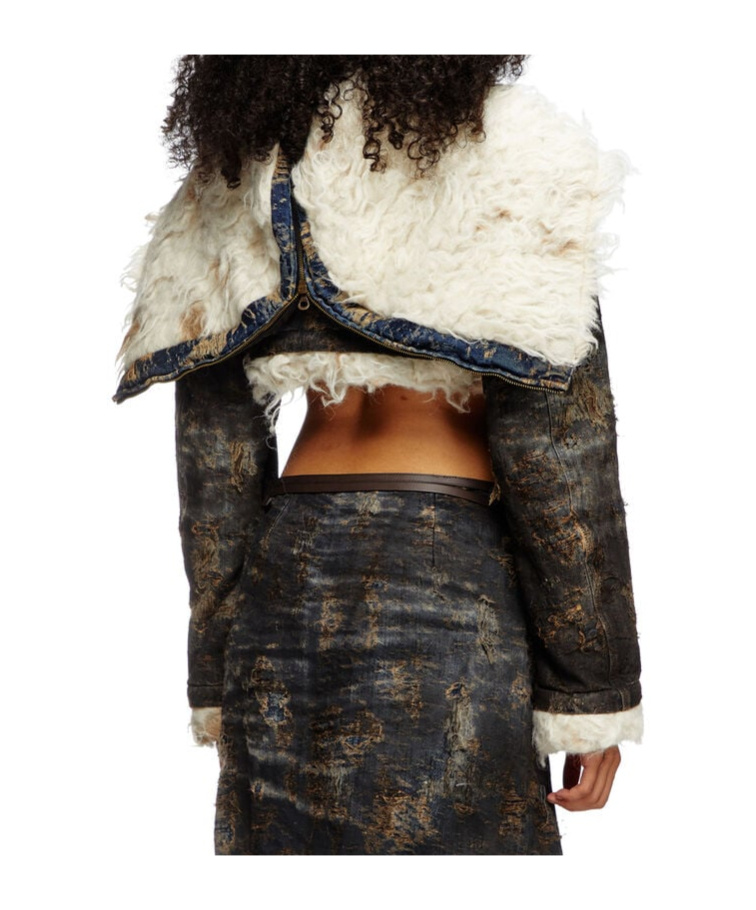 Diesel Jacquard Cropped Jacket In Black
