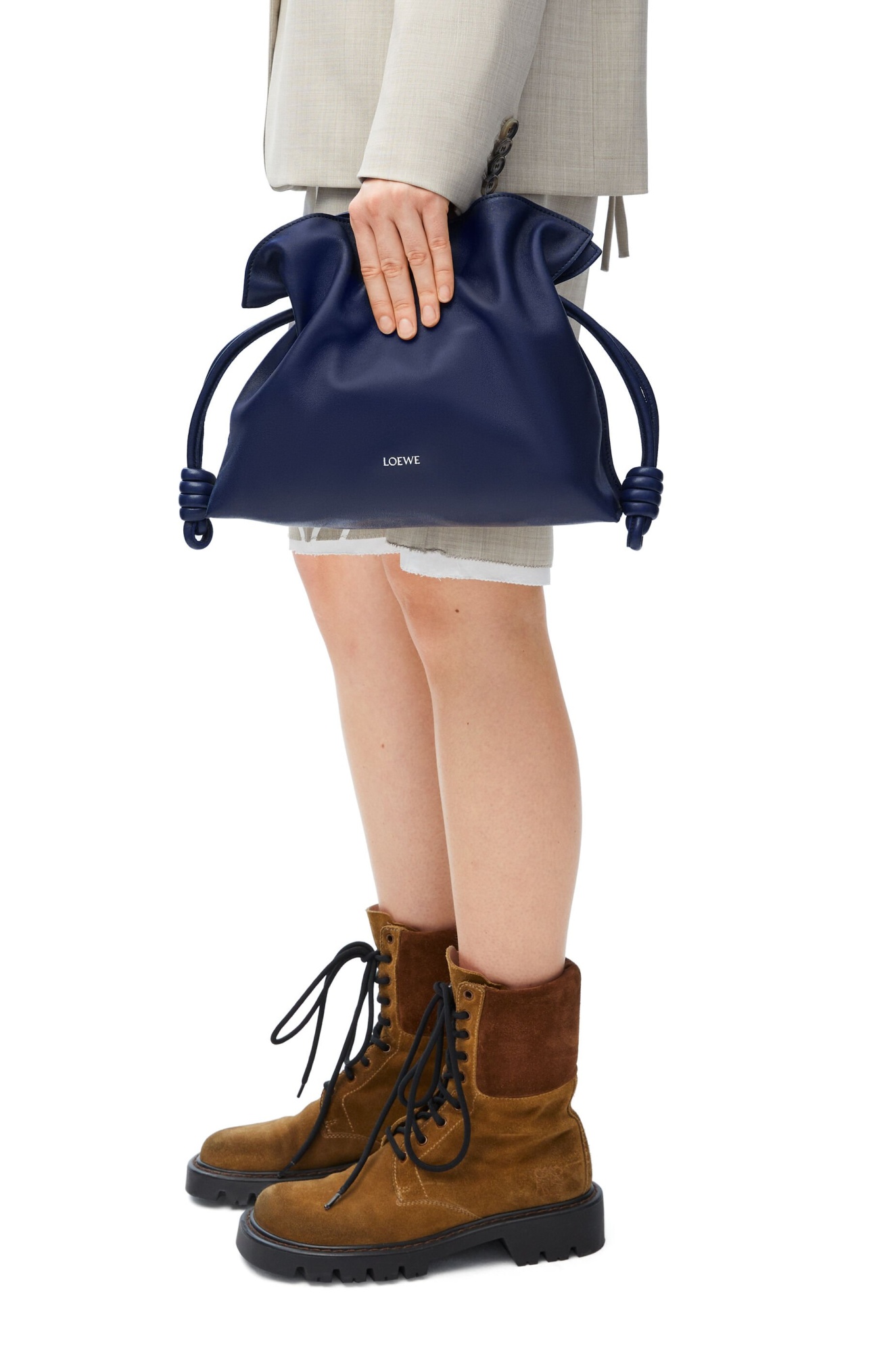 Loewe Medium Flamenco Clutch Bag In Blue