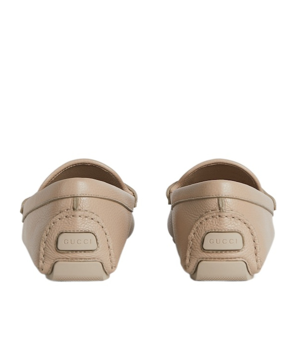 Gucci Men's Havel Interlocking G Leather Drivers In Oatmeal