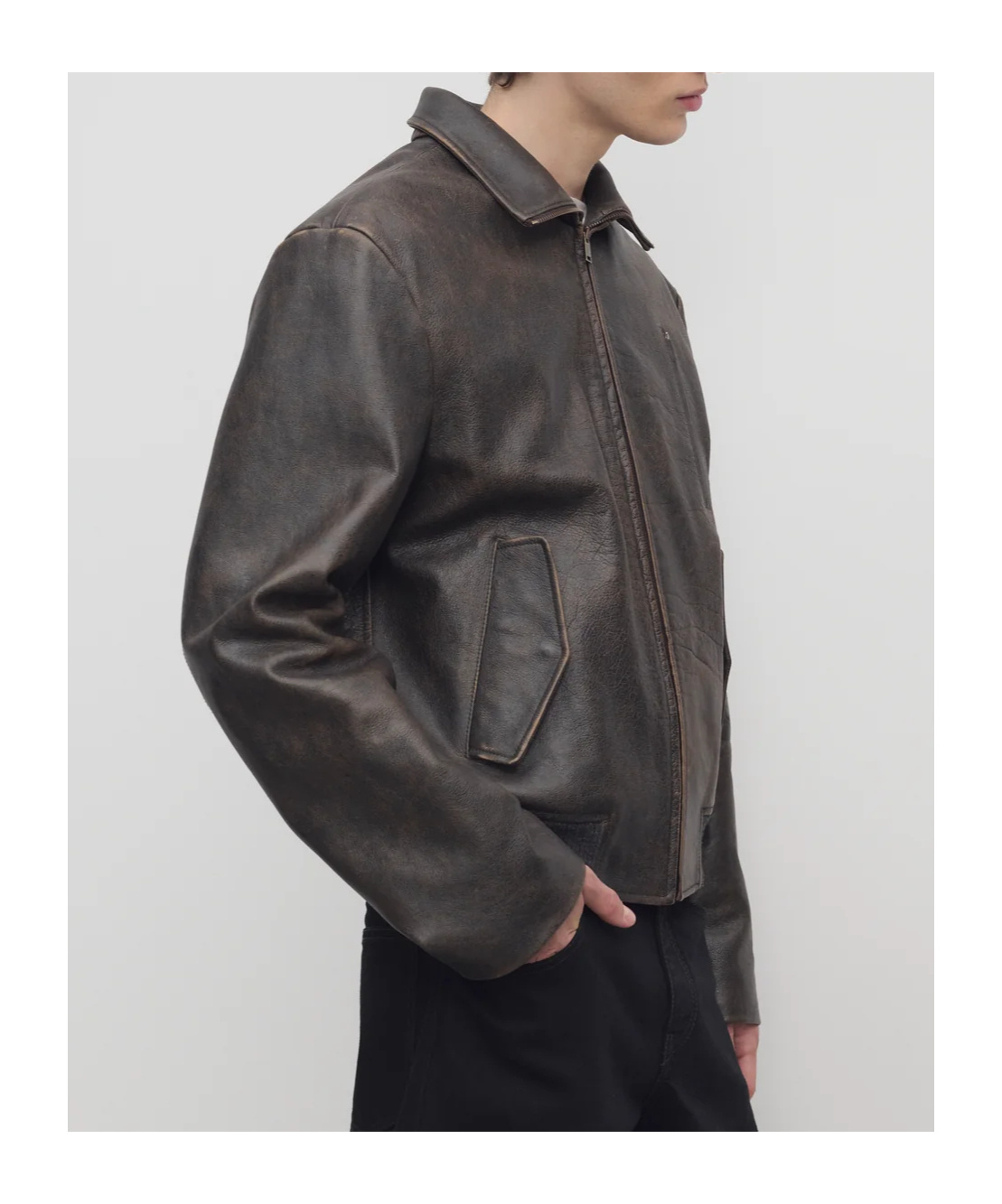 The Row Akia Jacket In Leather In Brown