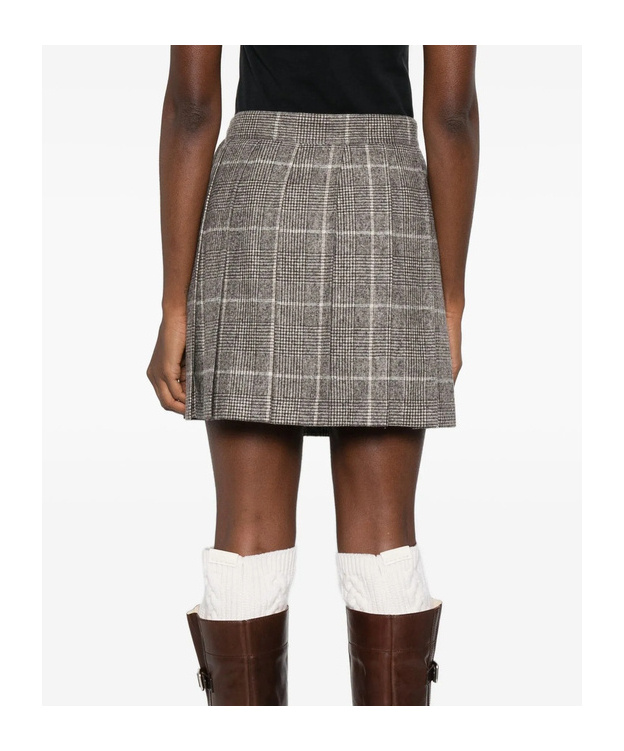 Brunello Cucinelli Check Mini Skirt In Brown