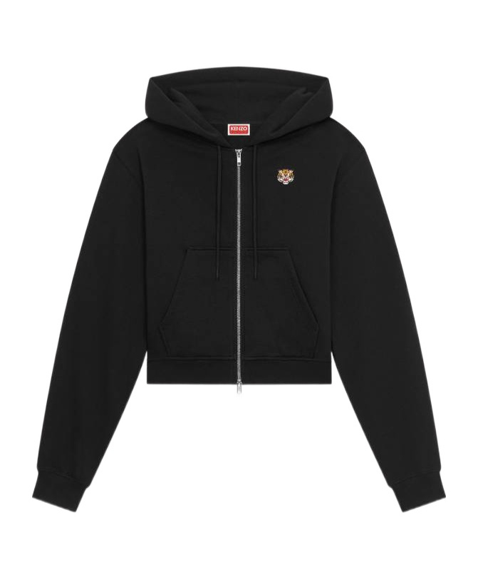 Kenzo Tiger Patch Zip-up Jacket In Black