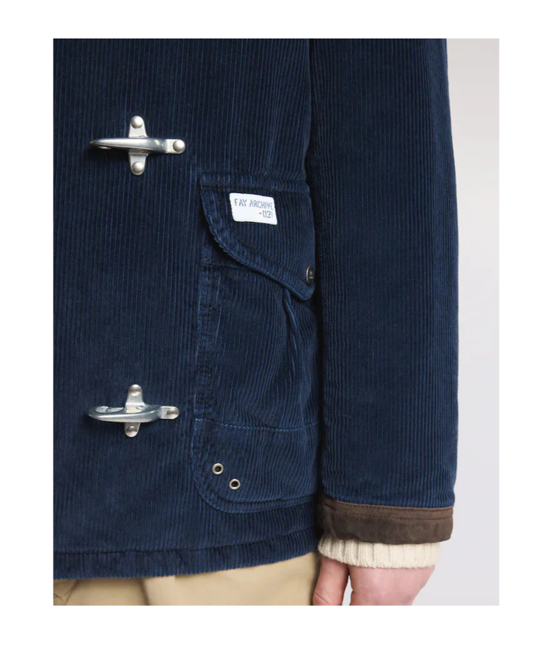 Fay Toggle Fastening Corduroy Jacket In Blue