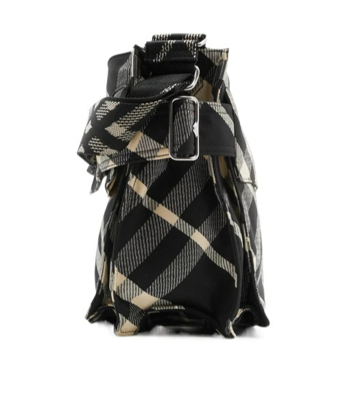 Burberry Trench Checked Crossbody Bag In Black