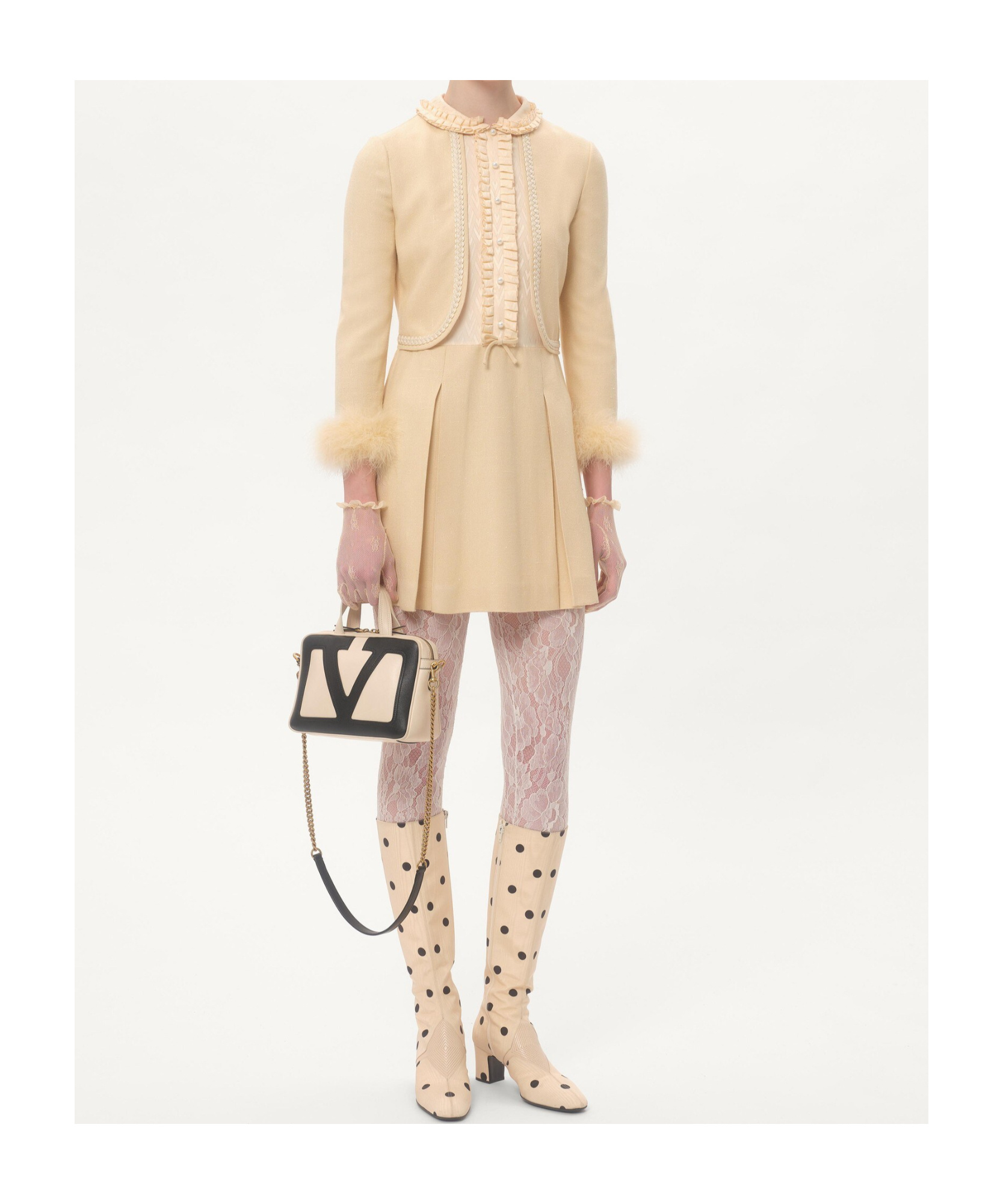 Valentino Viva Superstar Small Two-tone Leather Shoulder Bag In Nude