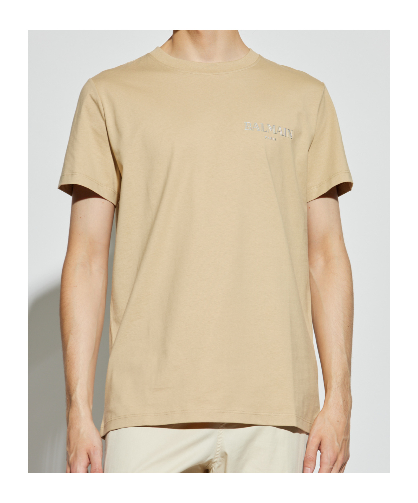 Balmain Logo-print T-shirt In Gold